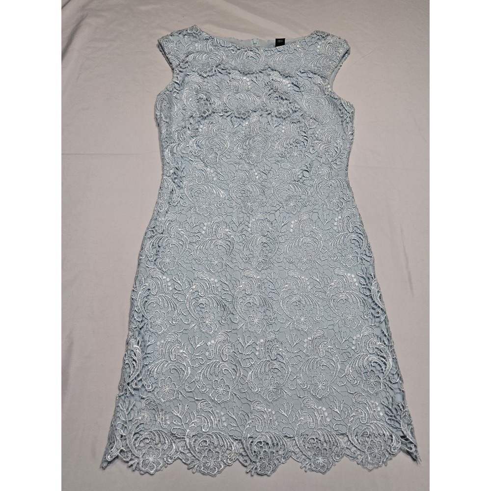 Lauren Ralph Lauren Robin Egg Blue Mid-length Dress Size 8 Crochet Lace Overlay